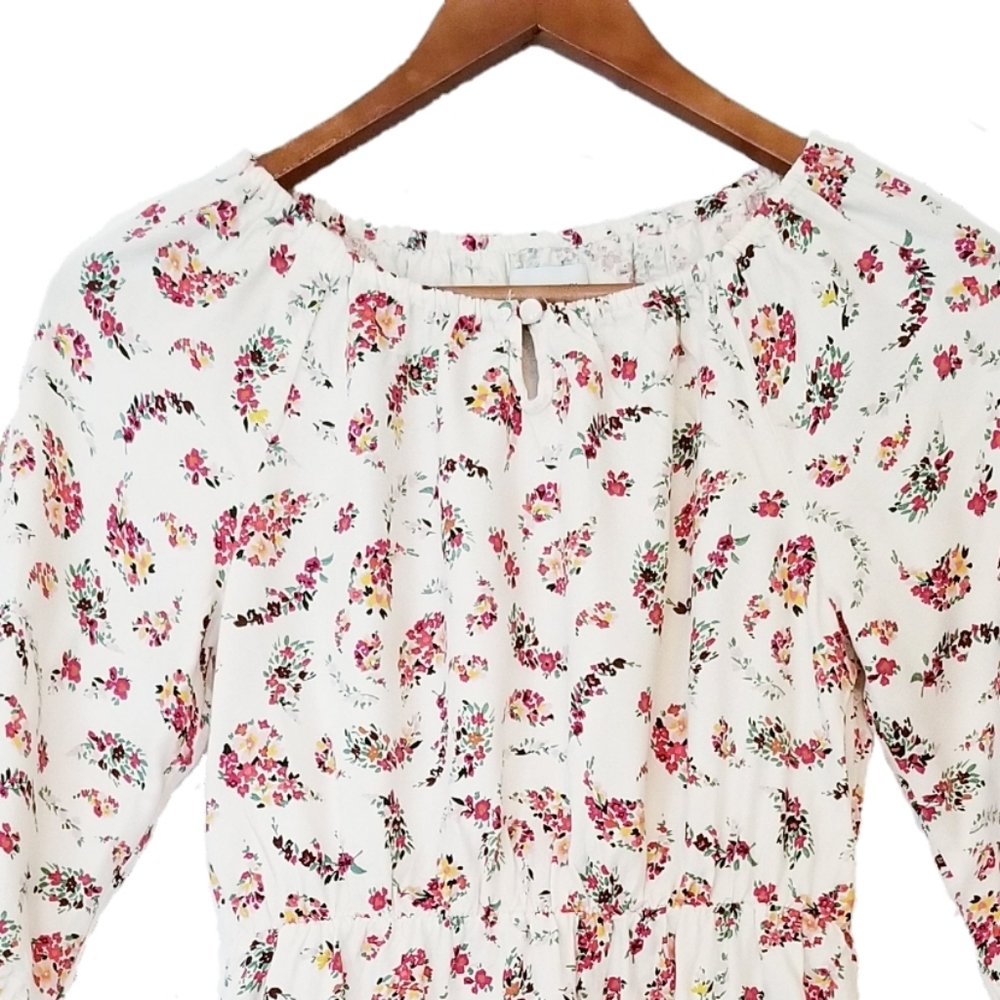 Old Navy Cream Floral Pattern Dress L - Picture 2 of 6